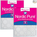 Nordic Pure 16x16x1 (Actual Size: 15 3/4 x 15 3/4 x 3/4) Tru Mini Pleat MERV 8 AC Furnace Air Filters - 2.5X More Media for Longer-Lasting, High-Efficiency Filtration - 2 Pack
