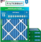 Filterbuy 30x32x2 Air Filter MERV 13 Optimal Smoke & Allergy Defense (4-Pack), Electrostatic Pleated HVAC AC Furnace Filters Replacement, Made in USA (Actual Size: 30.00 x 32.00 x 1.75)