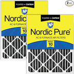 Nordic Pure 16x25x4 (Actual Size: 15 1/2 x 24 1/2 x 3 5/8) Furnace Air Filters MERV 10 Pleated + Carbon 2 Pack