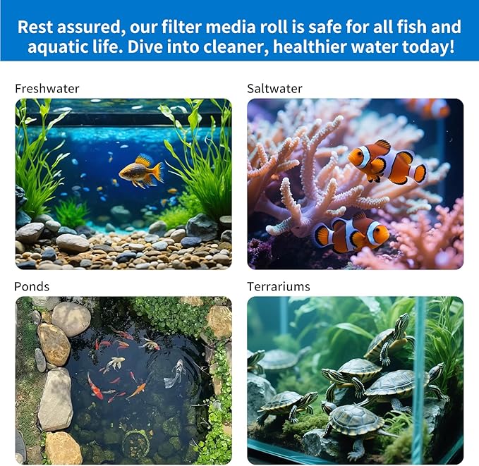 2" Thick Koi Pond Filter Pad, 18" x 36" Fish Pond Filters for Outdoor Ponds, Pond Filter Media, Pond Filter Material White Bulk Roll-Cut to Size-Fit for Aquarium Filter Floss