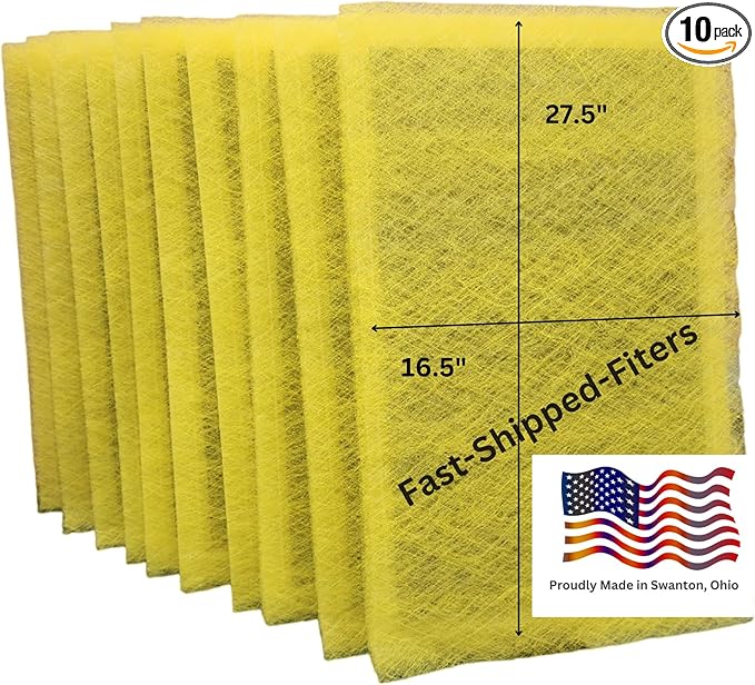 Fast-Shipped-Filters 10 Pack 18x30 Replacement Filter Pads Compatible with MicroPower Guard One Hour Air Cleaner Refill Yellow (10, Yellow, 18x30)