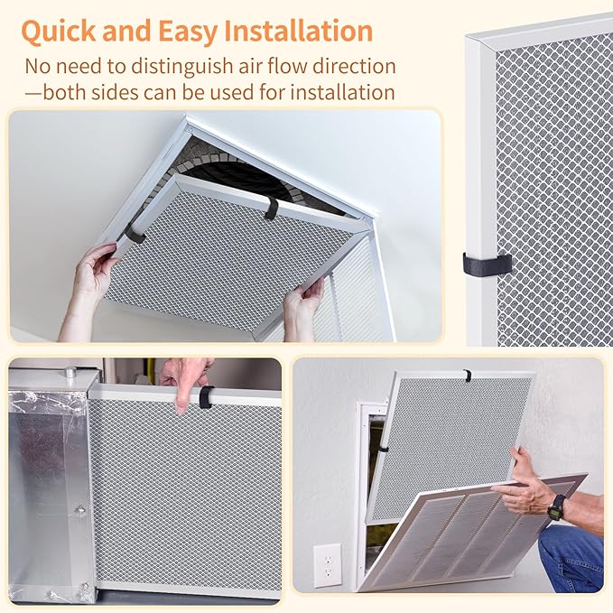 2-Pack 12x12x1 MERV 8 Reusable & Washable Electrostatic Air Filters - Long-Lasting Filter for HVAC, Furnace & Air Conditioner Units, Actual Size: 11-5/8” x 11-5/8” x 7/8”