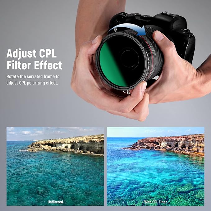 NEEWER 2 in 1 77mm Variable ND Filter ND2–ND32&CPL Filter(Circular Polarizer Filter) No X Cross/30 Layer Nano Coated/HD Optical Glass/Ultra Slim Aluminum Alloy Frame/Water Repellent/Scratch Resistant