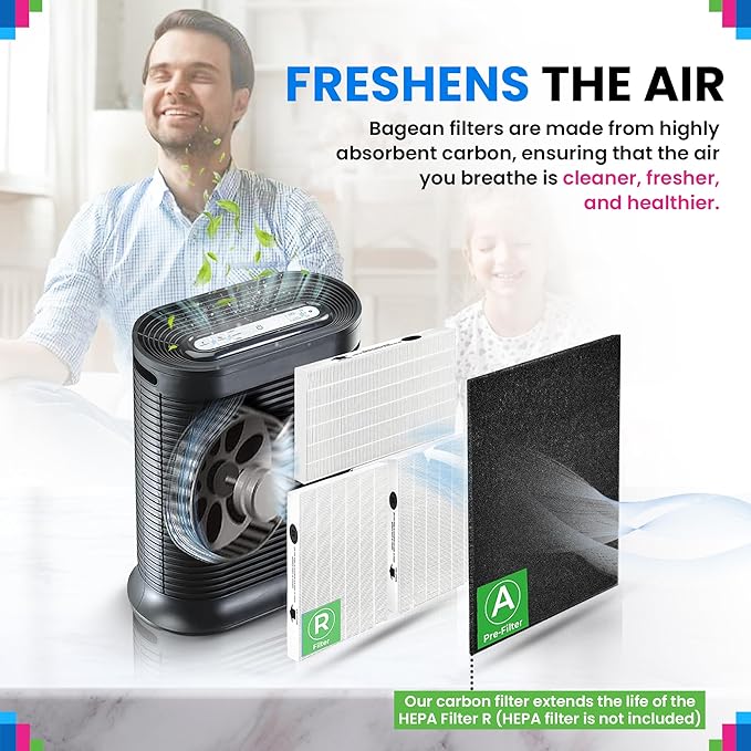 Bagean HPA300 Carbon Pre Filter A Compatible with Honeywell Air Purifier Filter Replacement - Fits HPA300 HPA5350 HPA5300B Series - Activated Prefilter A Absorbs Odor & Filters Freshen the Home (8-Pk)