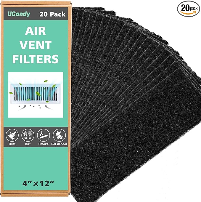4"x12" Activated Carbon Air Vent Filters for Home, 20 Pack Floor Vents Filters, Floor Registers Filters,Charcoal Vent Filter