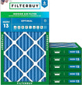 Filterbuy 18x30x2 Air Filter MERV 13 Optimal Smoke & Allergy Defense (6-Pack), Electrostatic Pleated HVAC AC Furnace Filters Replacement, Made in USA (Actual Size: 17.50 x 29.50 x 1.75)