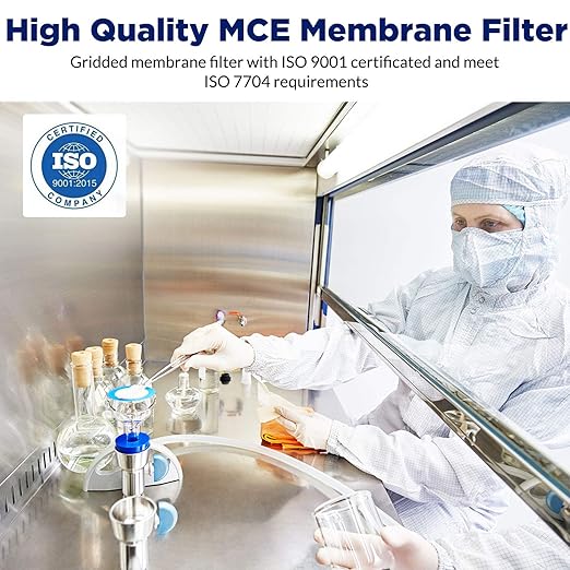 Membrane Solutions MCE Gridded Membrane Filter, Mixed Cellulose Esters Membrane Filter, Sterile Individual Pack Membrane Disc Filter, Diameter: 47 mm, Pore Size: 0.45 um, (2000 Pack)