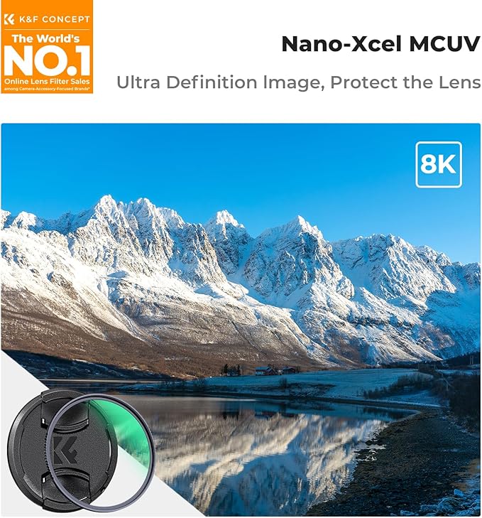K&F CONCEPT 72mm MC UV Lens Protection Filter with Filter Cap Cleaning Cloth Optical Glass Ultra Slim 28 Multi-Layer Coatings Camera Lens UV Filter (Nano-X Series)