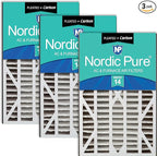 Nordic Pure 16x25x3 (Actual Size: 15 13/16 x 24 5/16 x 3) MERV 14 Plus Carbon Trion Air Bear Cub Replacement Air Filters 3 Pack
