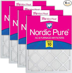 Nordic Pure 16x30x1 (Actual Size: 15 3/4 x 29 11/16 x 3/4) Tru Mini Pleat MERV 10 AC Furnace Air Filters – 2.5X More Media for Longer-Lasting, High-Efficiency Filtration - 4 Pack