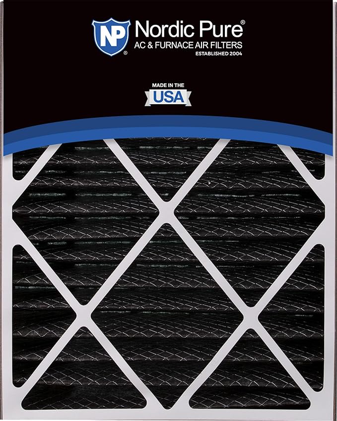 Nordic Pure 20x25x5 (Actual Size: 19 3/4 x 24 1/4 x 4 7/8) Air Bear Air Filter Replacement MERV 12 Pleated +Carbon 4 Pack