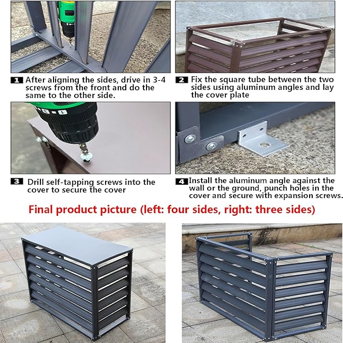 Freestanding Louvered Space Divider, outdoor garbage can enclosures, balcony air conditioning privacy cover, durable, noise reduction, suitable for gardens, balconies, walls, courtyards ( Color : THRE
