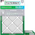Filterbuy 25x32x1 Air Filter MERV 8 Essential Dust & Allergy Defense (2-Pack), Electrostatic Pleated HVAC AC Furnace Filters Replacement, Made in USA (Actual Size: 24.50 x 31.50 x 0.75)