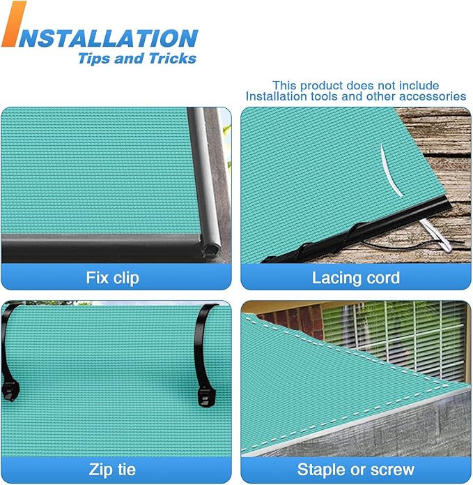 TANG Sun Shade Fabric Roll 8'x97' Shade Cloth for Garden Turquoise Green HDPE Mesh Shading Pergola Cover Replacement Canopy, 95% Blockage Sunshades for Outdoor Patio Backyard Plant