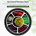 Astromania Telescope Filter Set, 1.25 inches Six Color Filters Kit (Red, Orange, Yellow, Green, Dark Blue, Light Blue), Telescope Accessories to Enhance Moon Planetary View for Astronomical Telescopes
