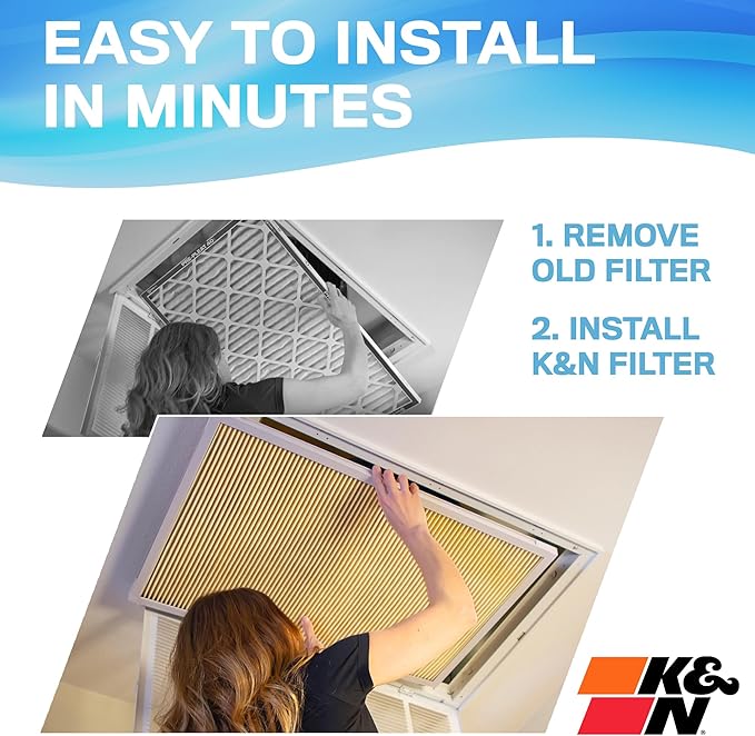 K&N 14X14X1 HVAC Furnace Air Filter, Lasts a Lifetime, Washable, Merv 11, the Last HVAC Filter You Will Ever Buy, Breathe Safely at Home or in the Office, HVC-11414