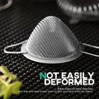 Homestia 2 Piece 3.3" Fine Mesh Strainer for Kitchen, 304 Stainless Steel Cocktail Sieve Sifters for Food, Liquid Strainer for Drinks, Tea, Coffee, Juice, Flour, Fruits, Vegetables (Silver, 2 Pack)