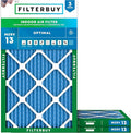 Filterbuy 17x25x1 Air Filter MERV 13 Optimal Smoke & Allergy Defense (3-Pack), Electrostatic Pleated HVAC AC Furnace Filters Replacement, Made in USA (Actual Size: 16.50 x 24.50 x 0.75)