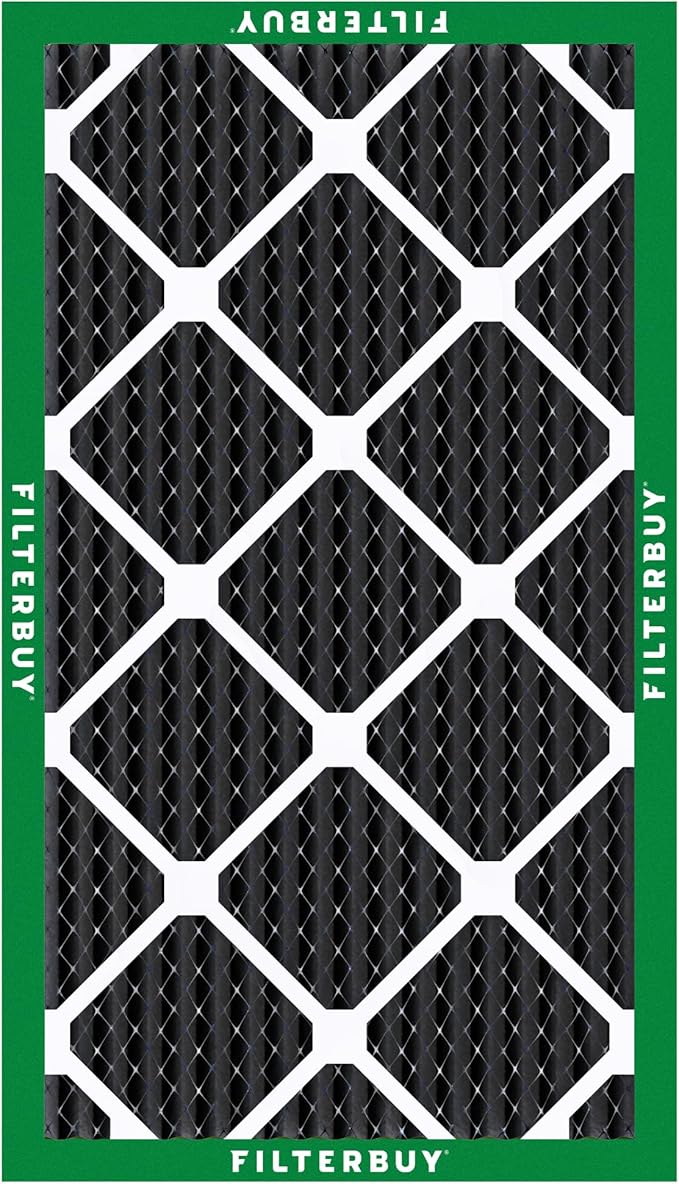 Filterbuy 14x30x1 Air Filter MERV 10 Odor & Allergy Defense with Activated Carbon (4-Pack), Electrostatic Pleated HVAC AC Furnace Filters Replacement, Made in USA (Actual Size: 13.88 x 29.88 x 0.75)