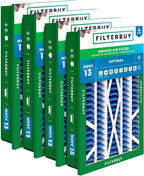 Filterbuy 20x30x5 Air Filter MERV 13 Optimal Smoke & Allergy Defense (4-Pack), Electrostatic Pleated HVAC AC Furnace Filters Replacement for Honeywell Return Grille (Actual Size: 18.38 x 28.63 x 3.69)