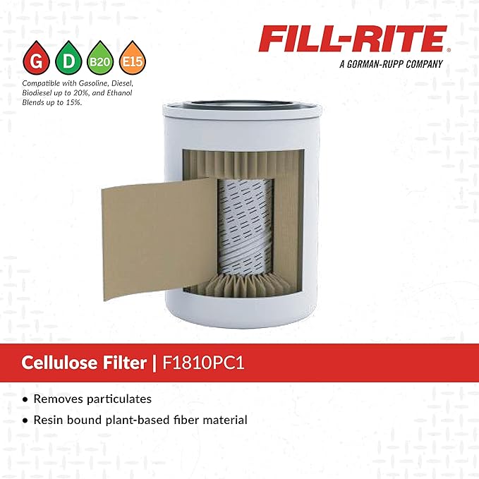 Fill-Rite F1810PC1 1" 18 GPM (68 LPM) 10 Micron Particulate Fuel Filter with Drain (Clear Bowl)