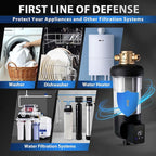 iSpring WSP200ARJ Spin-Down Sediment Water Filter, Upgraded Jumbo Size, Large Capacity, Reusable with Touch-Screen Auto Flushing Module, Brass Top Clear Housing, 200 Microns