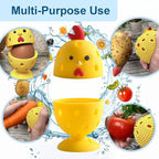 Egg Washer for Fresh Eggs, Egg Scrubber for Fresh Eggs, 2 Reusable Silicone Chicken Shaped Scrubs, Chicken Egg Cleaner, Eggshell Cleaner for Poultry Farm, Housewife Tools Vegetable Processing (Yellow)