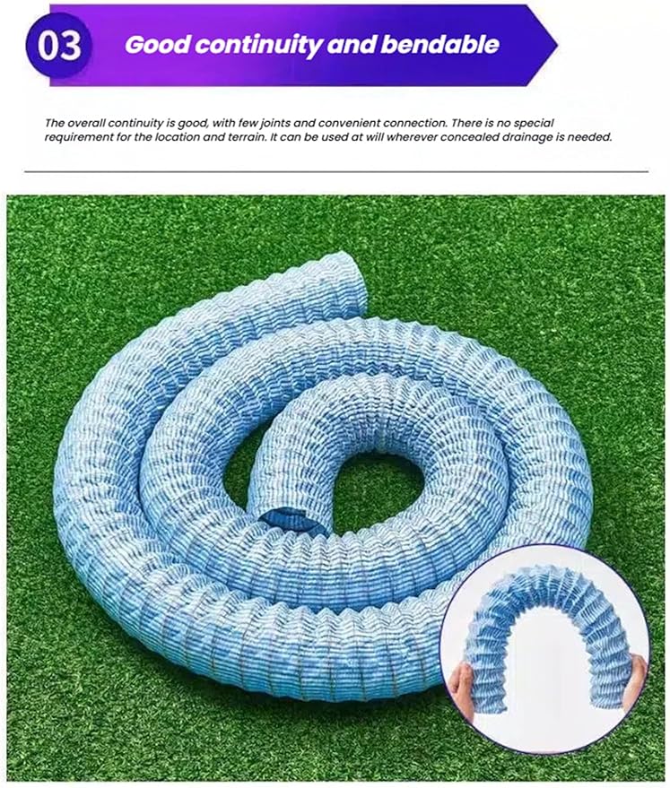French Drain Pipe，Flexible Underground Drainage Tube,Soft Infiltration Pipe,\U200b DIY Construction Site(8cm/3.1in 42.7ft)