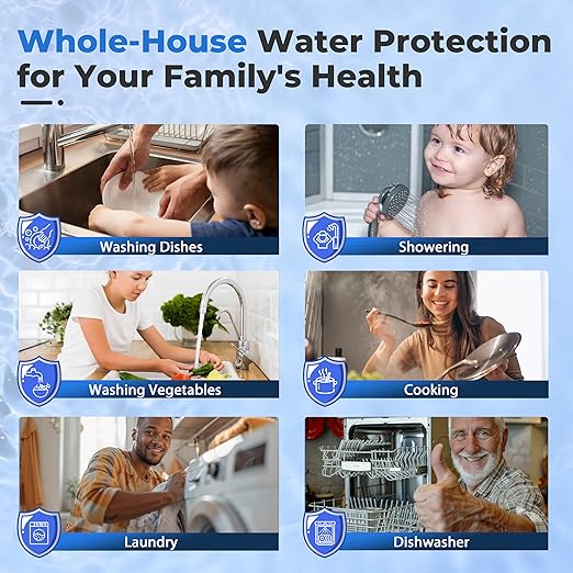 iSpring Whole House Water Filter System Ultimate PFAS Scale and Heavy Metals Protection Removes Up to 99% PFOA & PFOS with SGS-Tested Media, Jumbo Spin-Down Sediment Filter Model: WGB32B-PFKDS+WSP50J