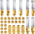 32PCS Brass DOT Air Brake Hose End Fitting Kit - J1402 Sleeve Tube Assortment for Replacement, Assembly (Connector, Union and Sleeve)
