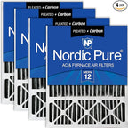 Nordic Pure 20x25x5 (Actual Size: 19 7/8 x 24 7/8 x 4 3/8) Honeywell Replacement Air Filters MERV 12 Plus Carbon 4 Pack