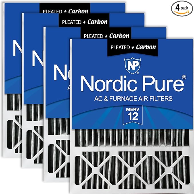 Nordic Pure 20x25x5 (Actual Size: 19 3/4 x 24 3/4 x 4 3/8) Lennox X6673 X6675 Replacement Ã‚ MERV 12 Pleated + Carbon 4 Pack