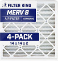 Filter King 14x14x2 Air Filter | 4-PACK | MERV 8 HVAC Pleated A/C Furnace Filters | MADE IN USA | Actual Size: 13.5 x 13.5 x 1.75"