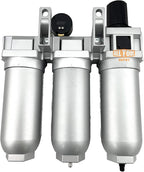 3/4" NPT SUPER DUTY Industrial Grade Filter Regulator Coalescing Desiccant Dryer System For Compressed Air Lines, Metal Bowls, Great For Paint Spray And Plasma Cutter (AUTO DRAIN)