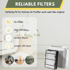 Nispira True HEPA (2) + Carbon Pre Filter Replacement (4) Compatible with Holmes Air Purifier HAPF600 HAPF600D HAPF600D-U2 Filter B