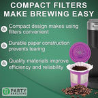 PARTY BARGAINS 600 Compact White Coffee Filter Liners – Disposable, Compatible with Keurig Brewers & K-Cup Reusable Pods, Single-Serve Paper Filters