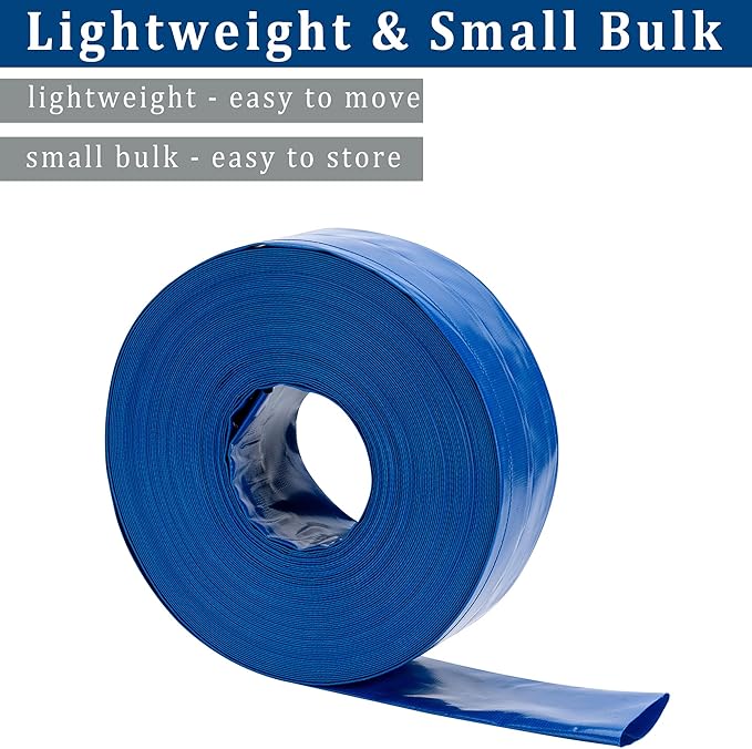 3 in x 50 ft Pool Backwash Hose Heavy Duty Drain Discharge Double PVC Lay flat General Purpose Vinyl Hose, Burst Resistant for Water Transfer Sump Pump Pool Filter (3in 50ft fiber reinforced hose)