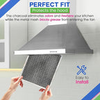 Stove Hood Vent Filter 10.5" x 8.8" 41F 97007696 Fit's Nutone & Broan Range Hood Filter Replacement for Ductless Exhaust Fan - Mesh Screen Filters Grease & Carbon Freshens Kitchen Oven Air (2-Pack)