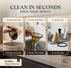 Barista Warrior Compatible with Hario V60 Pour Over Coffee Filters - Reusable Stainless Steel - Best Coffee Maker and Bar Accessories (Gold Titanium Coated)
