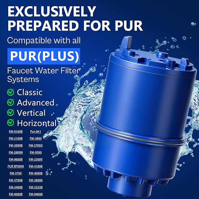 Blue Faucet Water Filter Replacement for Pur and PUR PLUS Mounted Water Filter System RF-9999 RF-3375 FM-2500V FM-3700 FM-3400B etc| Ensure Clean Tap Water 6 Pack by TOMOON