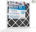 BNX TruFilter 20x25x4 (19.5’’ x 24.5’’ x 3.63‘’ Slim Fit) MERV 12 Activated Carbon Air Filter (2-Pack) - MADE IN USA - Air Conditioner Furnace Filters for Odor, Mold, Bacteria, Smoke