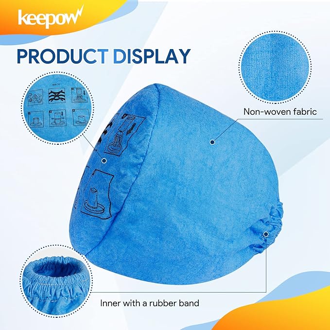 KEEPOW 1.5–3.2 Gallon Cloth Filter Compatible with Armor All AA155 AA255 AA255W AA256 VOM205P, Also fit for Vacmaster Wet/Dry Vacuums, Reusable, Washable Shop Vac Replacement Filter 6‑Pack