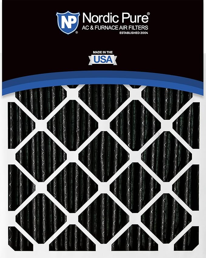 Nordic Pure 20x25x4 (Actual Size: 19 1/2 x 24 1/2 x 3 5/8) Pleated Plus Carbon Air Filters MERV 8 1 Pack