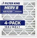 Filter King 13.5x13.5x1 Air Filter | 4-PACK | MERV 8 HVAC Pleated A/C Furnace Filters | MADE IN USA | Actual Size: 13.5 x 13.5 x .75"