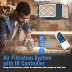 360° Woodshop Air Filtration System Woodworking - 1050/1350 CFM, Built-in Ionizer, with Strong Vortex Fan, Shop Air Filtration for Garage, Works Shop, Dust Collectors System, KMF12D, Blue