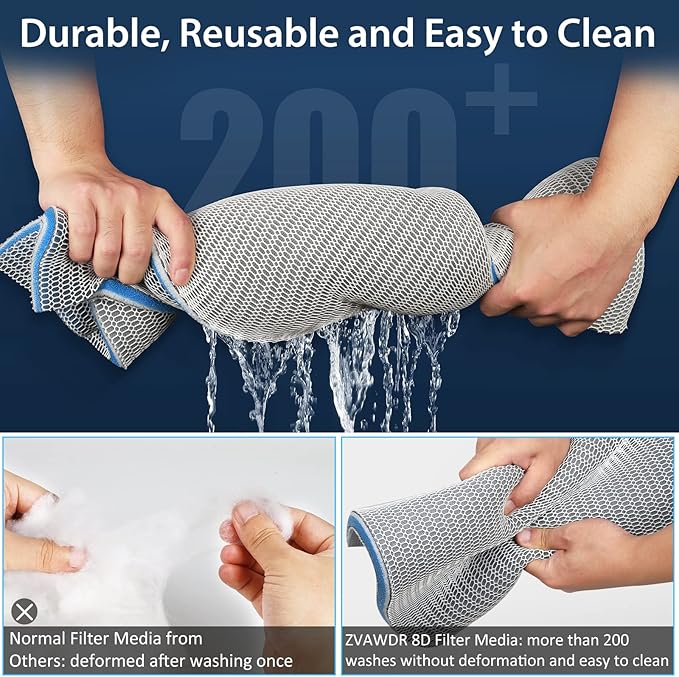 Aquarium Filter Media, Upgraded 8-Layer Filter Sponge Pad for Fish Tank and Pond, Super Filtering Effect, Cut to Fit, Reusable and Washable Aquarium Filter Floss (11.8” x 47.2”)