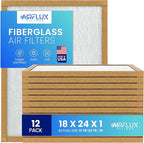 Fiberglass Air Filter -18x24x1Air Filter 12 Pack - Non Pleated 18"x24"x1", AC Filters for Home, Fiberglass, HVAC filters, Heater, Furnace Catcher for Dust - 1 YEAR SUPPLY