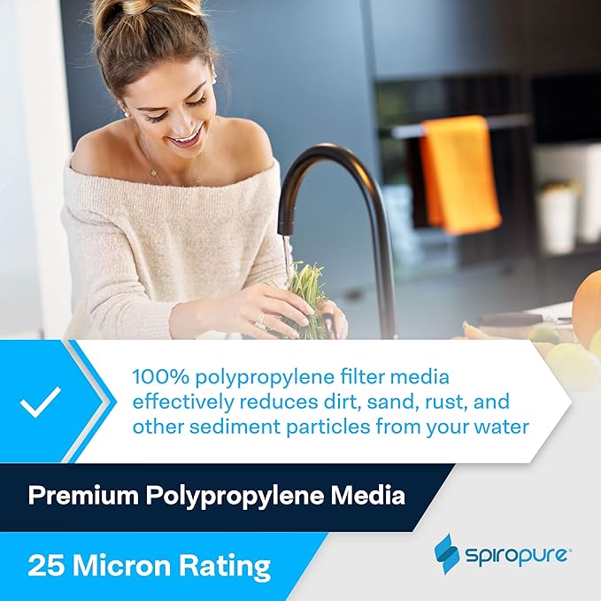 SpiroPure Inline Sediment Water Filter with 1/4" FNTP or 3/8" Quick-Connect, 2" x 10" (Case of 25)