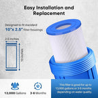 PUREPLUS 5 Micron 10"x2.5" Whole House Pleated Sediment Filter for Well Water, Replacement Cartridge for Universal 10 inch RO System, W50PE, WFPFC3002, SPC-25-1050, FM-50-975, 801-50, WB-50W, 4Pack