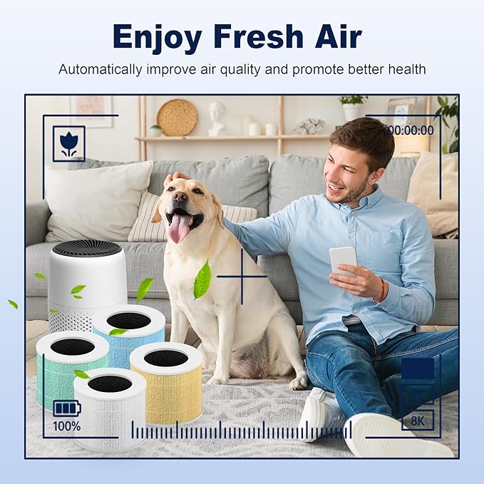 Core Mini Pet Care Replacement Filter for LEVOIT Core Mini and Core Mini-P Air Purifier, 3-in-1 H13 True HEPA High-Efficiency Activated Carbon, Core Mini-RF-PA, 2 Filter & 10 Fragrance Sponge, Yellow